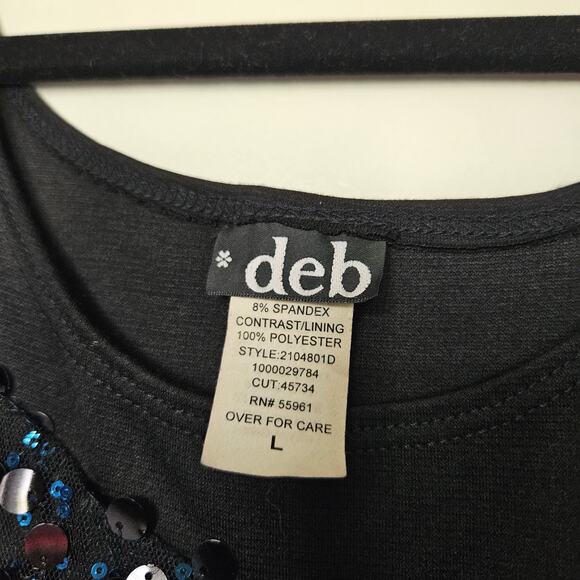 Vtg Y2K 90s Deb Mini Dress Size L Side Cutout Blue Black Sequin Party Club HOCO - Picture 7 of 10